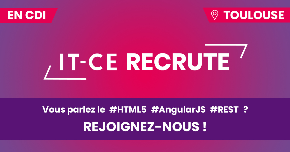 ITCaisseEpargne's tweet photo. #Job Nous recrutons un #Ingénieur de développement à Toulouse 👩🏽‍💻👨🏼‍💻
☑ Mission sur les applications du périmètre Risques
☑ 5 ans d'expérience en Développement Central &amp; Nouvelles technologies
☑ Pro sur #HTML5 #AngulaJS #REST
Nos équipes vous attendent 👉 https://t.co/GIB3G2hlQ2 https://t.co/qqmaa8naaz