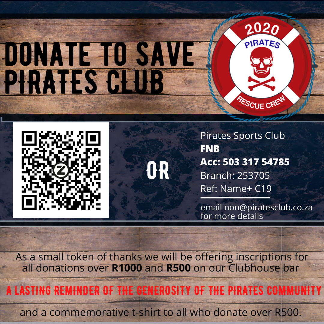 C19 Pandemic lockdown has affected each &amp; every one of us in many ways. Pirates like all restaurants, bars &amp; clubs closed its doors on 21 March, we were confident that by now we would be operating again. Please help the grassroots of SA rugby if at all possible #Pirates #SaveRats