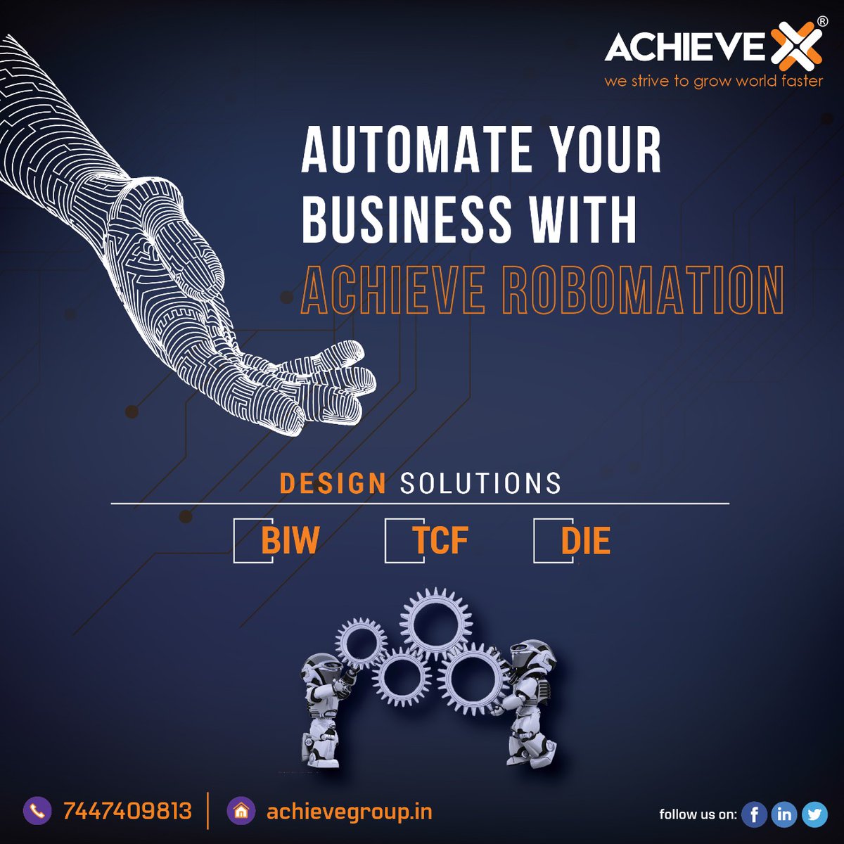 ARobomation's tweet photo. We are the most recommended company. By customers to provide design and development services.
There is always a scope to make a better choice.
Call us today to know more about DESIGN SOLUTIONS.

#Achieverobomation #Achieve #Robots #Automation #Company #Automationcompanies https://t.co/dyfZeYLThp