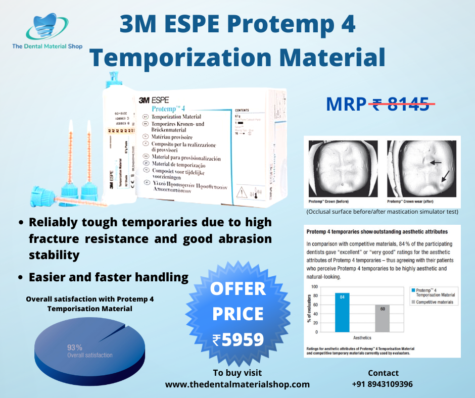material_dental's tweet image. Protemp™ 4 Temporization Material is the latest development of bis-acrylic composite crown and bridge material in the 10:1 Garant™ Cartridge from 3M ESPE. Simplify temporization. Get hold of this exciting offer on Protemp 4 #3MESPE #Protemp4