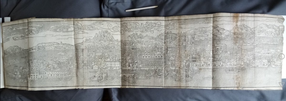 A 5ft map of Venice from Bernard Von Breydenbach's book on his pilgrimage to the Holy Land, published in 1486, the first printed book with fold out illustrations. See it Friday 17th & Saturday 18th in Marsh's Library, 10.30-4.30, no booking necessary #summerindublin #rarebooks