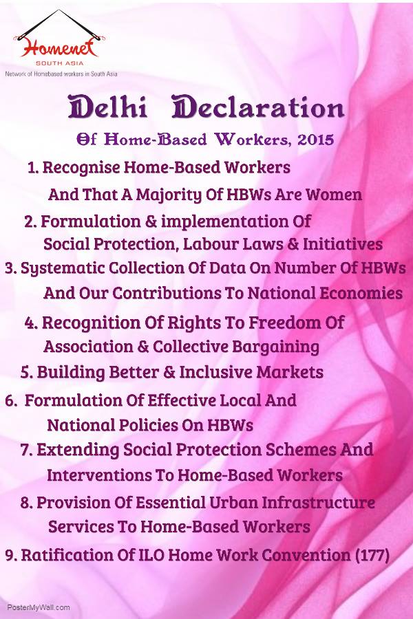 HomeNet_SAsia's tweet photo. Recognising home-based workers as workers is critical to ensure the success of any Government's #COVID19 recovery plan. The demands made in the 2005 Delhi Declaration stand amplified now! #RecoveryStartsWithUs #EssentialNotExploited https://t.co/kHYGDkR7bJ