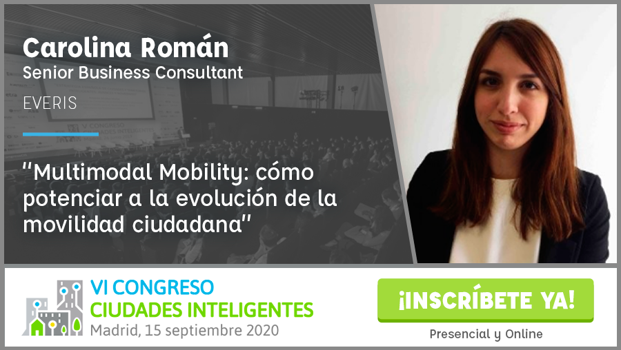 CongresoCI's tweet photo. "#MultimodalMobility: cómo potenciar a evolución de #MovilidadCiudadana" es el título ponencia de Carolina Román @everis que presentará en VI Congreso #CiudadesInteligentes #CongresoCI6 15 septiembre presencial/online @LaNaveMadrid Organiza @grupotecmared https://t.co/haE3yPnQEv https://t.co/iOgbIYvXfE