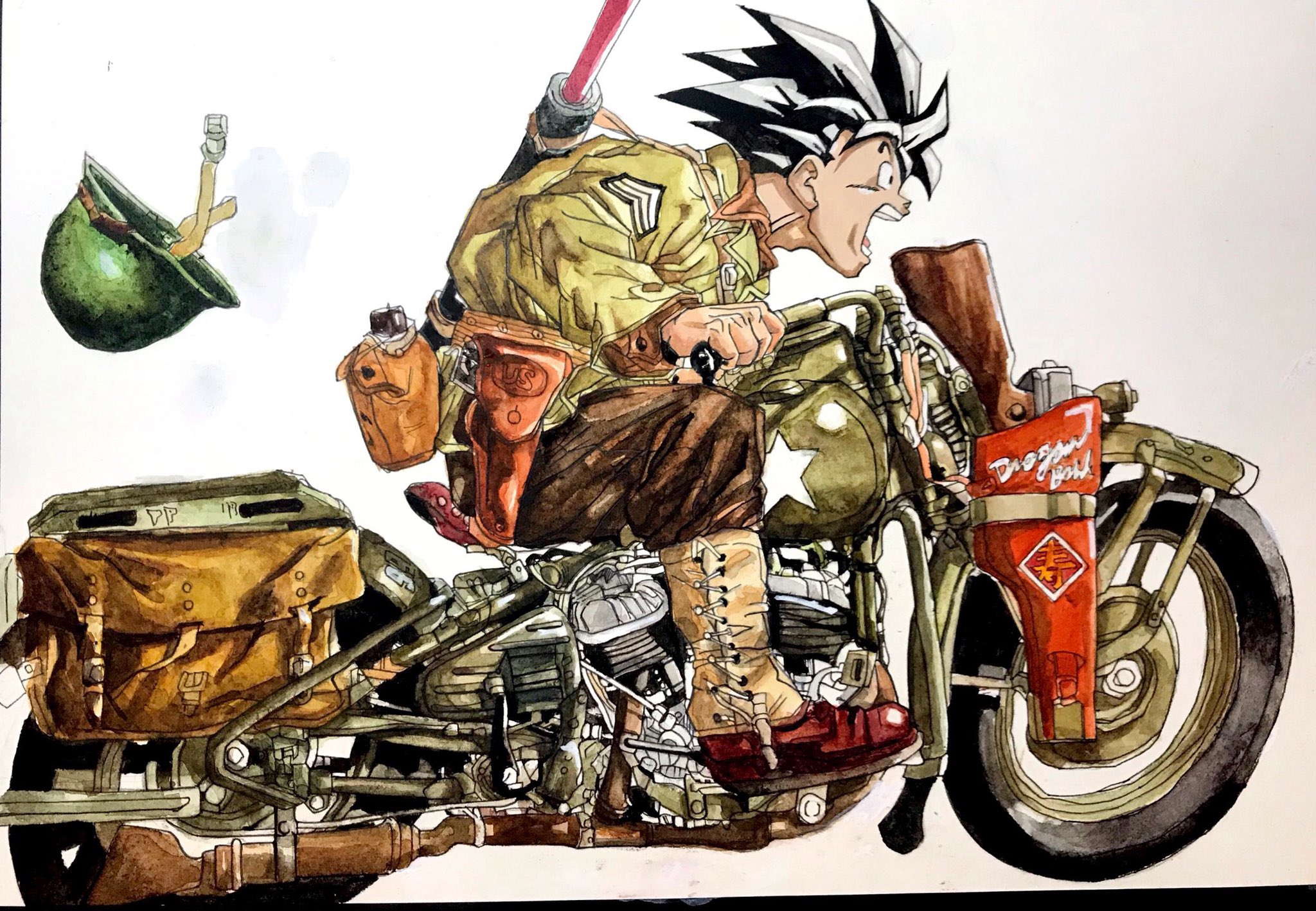 ドラゴンボール　悟空　バイク　イラスト　 1993年　特別描き下ろし 　30cm ドラゴンボール 悟空 バイク イラスト 1993年 特別描き下ろし