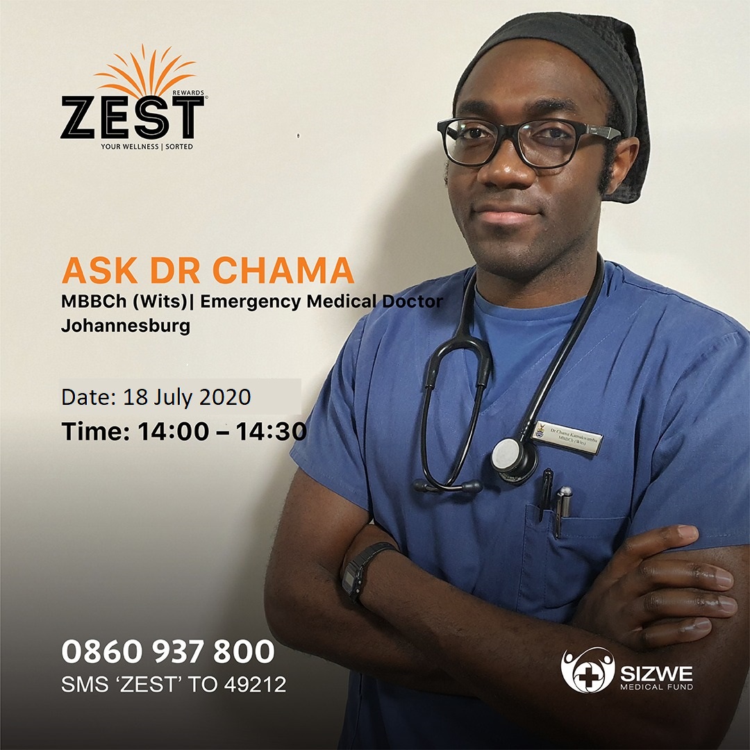 Zest_Rewards's tweet photo. @SizweMedical Fund Member, Dr Chama Kamukwamba is an emergency physician based in Johannesburg.

Tune into our Instagram and Facebook pages on #NelsonMandelaDay for a live Q&amp;A where Dr Chama Kamukwamba will discuss the Coronavirus and any other health questions you may have. https://t.co/YKxc6rSSdr