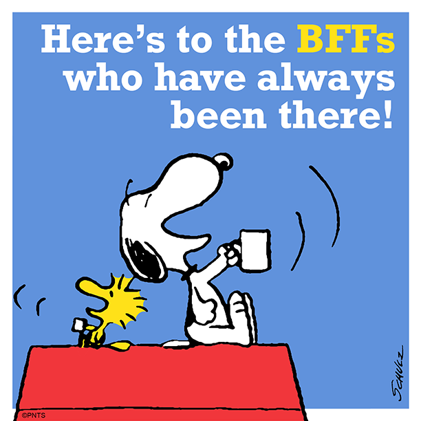 Snoopy's tweet photo. Cheers to best friends! https://t.co/HotLa3NVSC