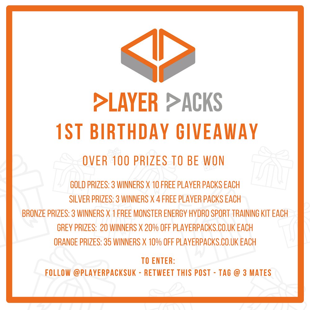 PlayerPacks.co.uk V2 is live! 🚀 

To celebrate this and our 1st Birthday, we launch one of football’s biggest giveaways, with over 100 prizes to be won!

For your chance to be a winner:

📲 Follow <a href="/playerpacksuk/">Player Packs</a>
🔄 Retweet this post
👉🏾 Tag @ 3 mates

Good Luck!