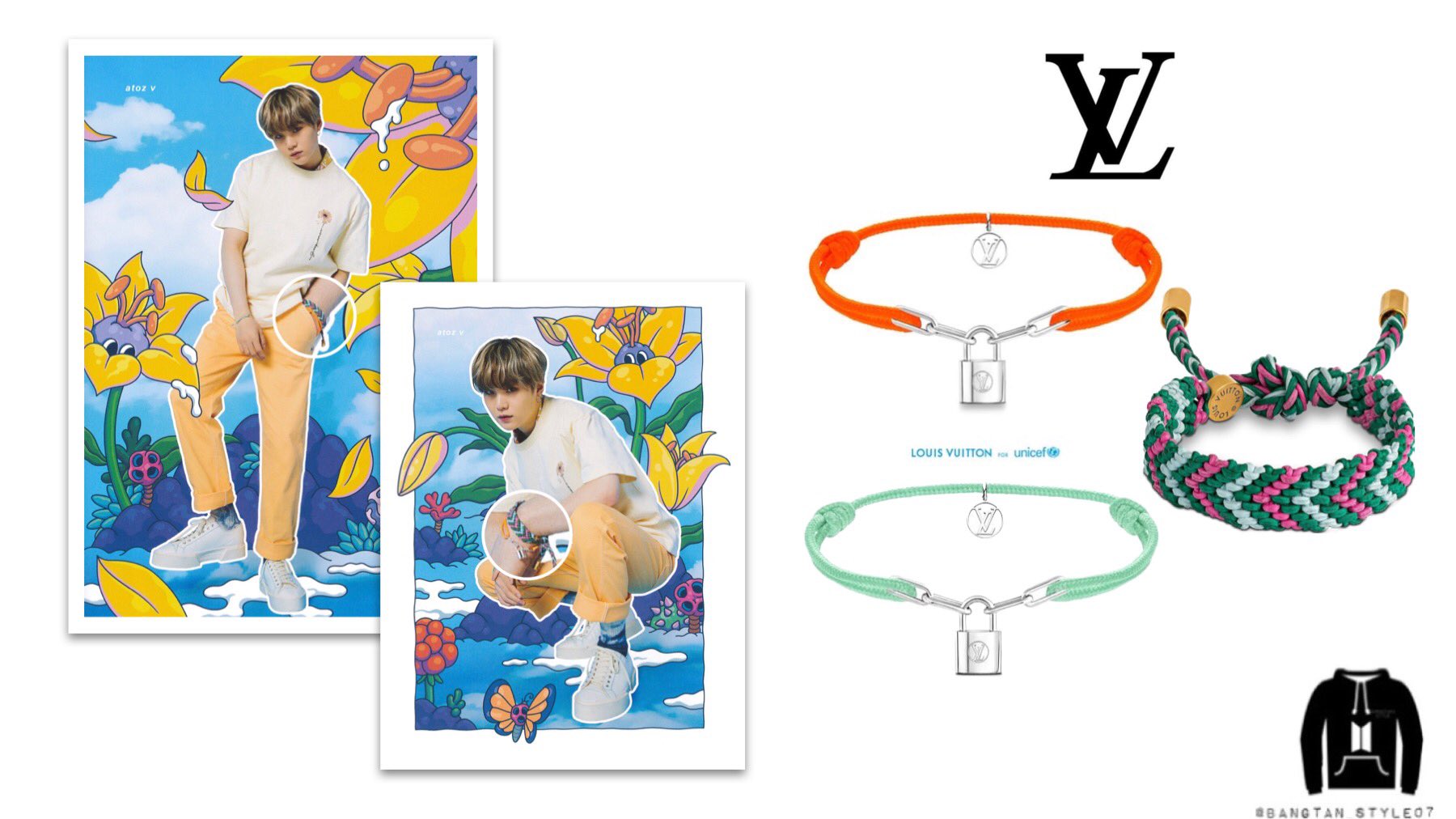 Bangtan Style⁷ (slow) on X: of course Yoongi has his LVs too! LV for Unicef  Silver Lockit x Virgil Abloh Bracelet ($440 & LV Friendship Large  Bracelet ($570). #SUGA @BTS_twt  /