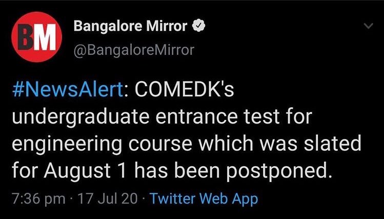 anvith_kateel's tweet photo. Respected @CMofKarnataka @BSYBJP when Comedk can be postponed why not Kcet are u playing with our state students ?
 
Students need justice postponed the exams so that we can save their future and life from this covid19 #NoExamsInCovid19 

@drashwathcn @CTRavi_BJP @BJP4Karnataka https://t.co/WJB1zBfzWg
