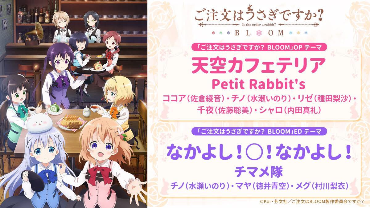 Tv Anime Is The Order A Rabbit The Title Artist For The Op Ed Theme Of Is The Order A Rabbit Bloom Has Been Released Op Theme Sky Cafeteria