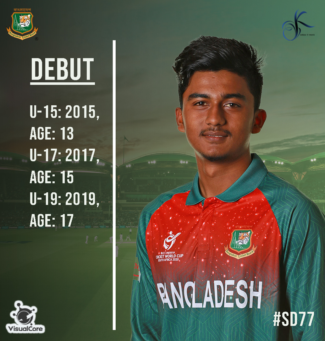 sdipuofficial77's tweet photo. Our cricket prodigy,Shahadat Hossain had his first Under-15 debut at the age of 13. With hard work and persistence in 2017 he could join the Under-17 national team.And in year 2019, being only 17 years old, his outstanding performance helped himself in the u-19 team. #SD77 https://t.co/N3C48O21hs