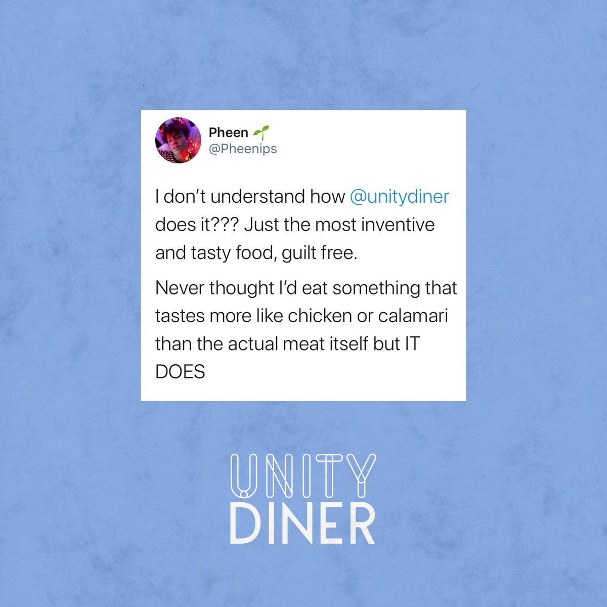 unitydiner's tweet photo. You guys are literally the best 😭😭😭 thank you all so much for all of your support since we reopened! We honestly can’t thank you enough for coming to dine & drink with us, it really makes such a huge difference to us right now ❤️❤️❤️ #unitydiner
Tweet: @Pheenips ⚡️ https://t.co/vsTtW06VLb