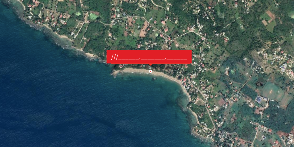 aerial view of beach with blanked out what3words address