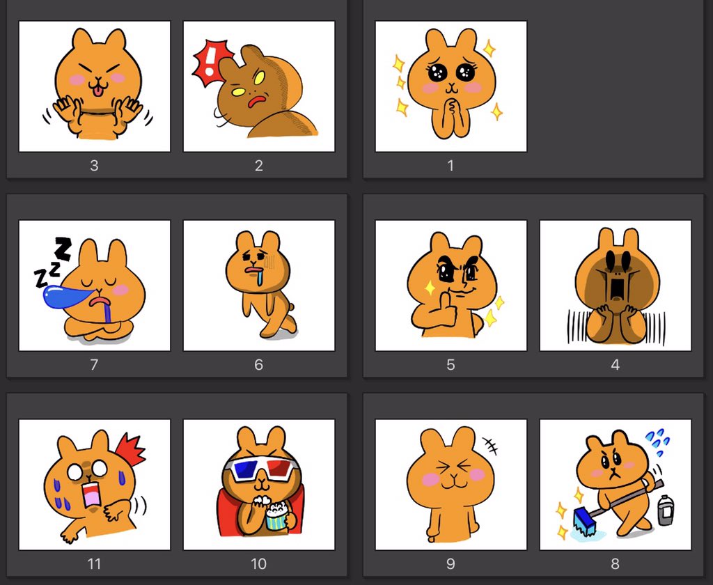 #コルクラボマンガ専科
#LINEスタンプ
スタンプ40種!!ペン入れ完成ーー!
影とか小道具とかで全然印象変わるし、こんな小さいのに影が細かく入っててすごいと思った。まる。 https://t.co/XDaExbiTxF