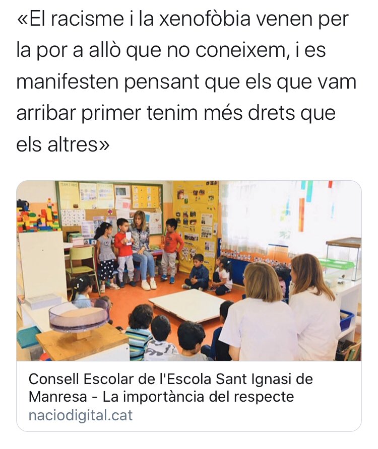 aliancesmagnet's tweet photo. Compartim el manifest del Consell Escolar de l’@Escola_StIgnasi de @ajmanresa, en aliança #Manget amb @althaiamanresa, i reafirmem el nostre suport a la comunitat educativa del centre i al seu projecte
La importància del respecte
https://t.co/t9fcA55tez https://t.co/mV6U76IsNr