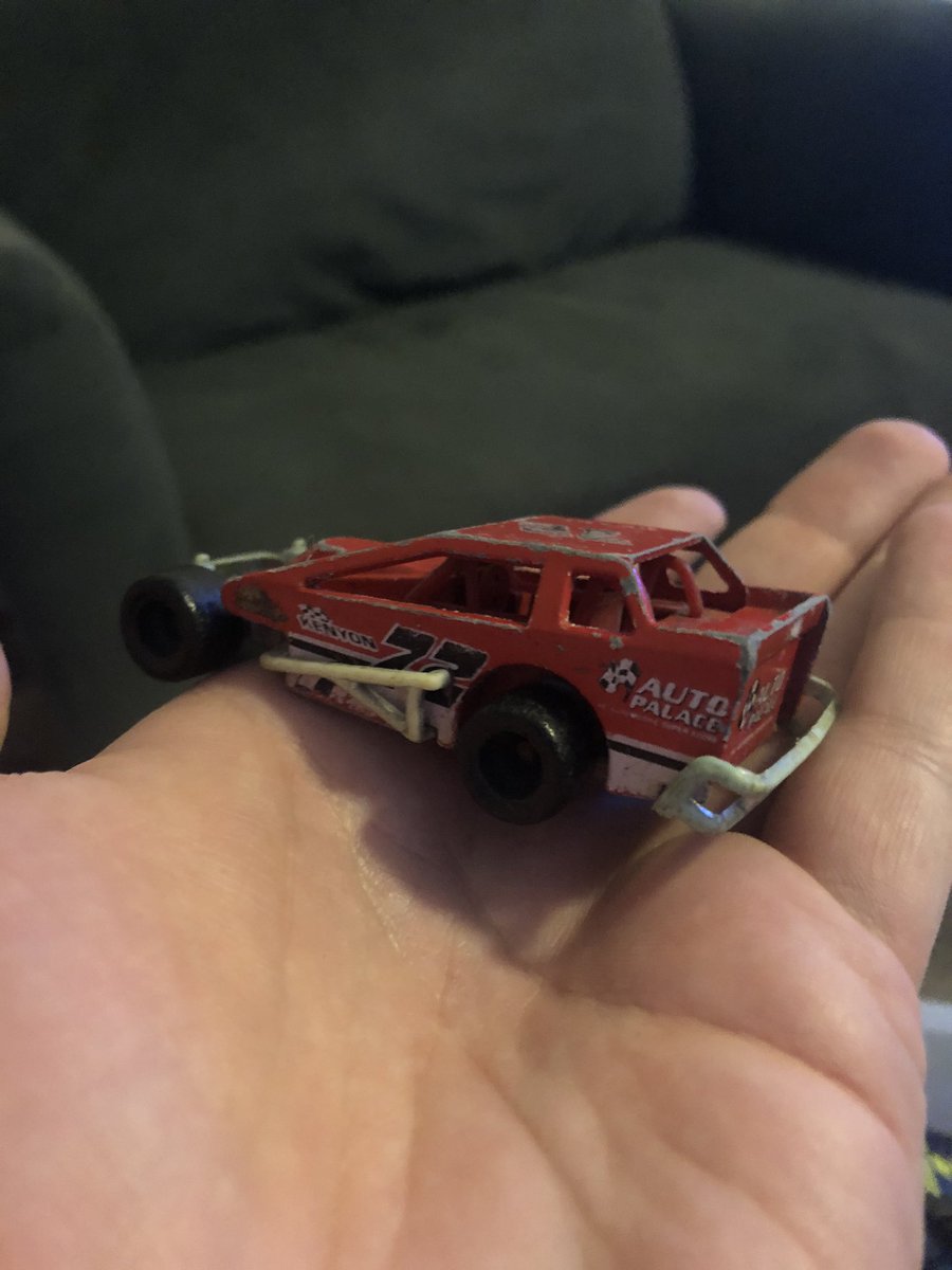 I have a small handful of dirt “big block” modifieds 1/64th scale diecasts. They used to be in their own division on my living room speedway. This one is Brett Hearn’s from the early 90s.