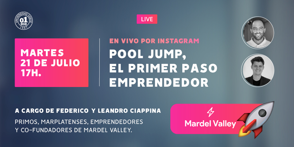 ucaecemdp's tweet photo. #Emprendedores #PoolJump  

Este martes, los fundadores de Mardel Valley nos cuentan los primeros pasos emprendedores, cómo animarse a emprender, cómo saber si una idea es buena para arrancar y cómo encontrar aliados/socios/espacios para contar la idea entre otros tips 🚀 https://t.co/HsPoSBEGKc
