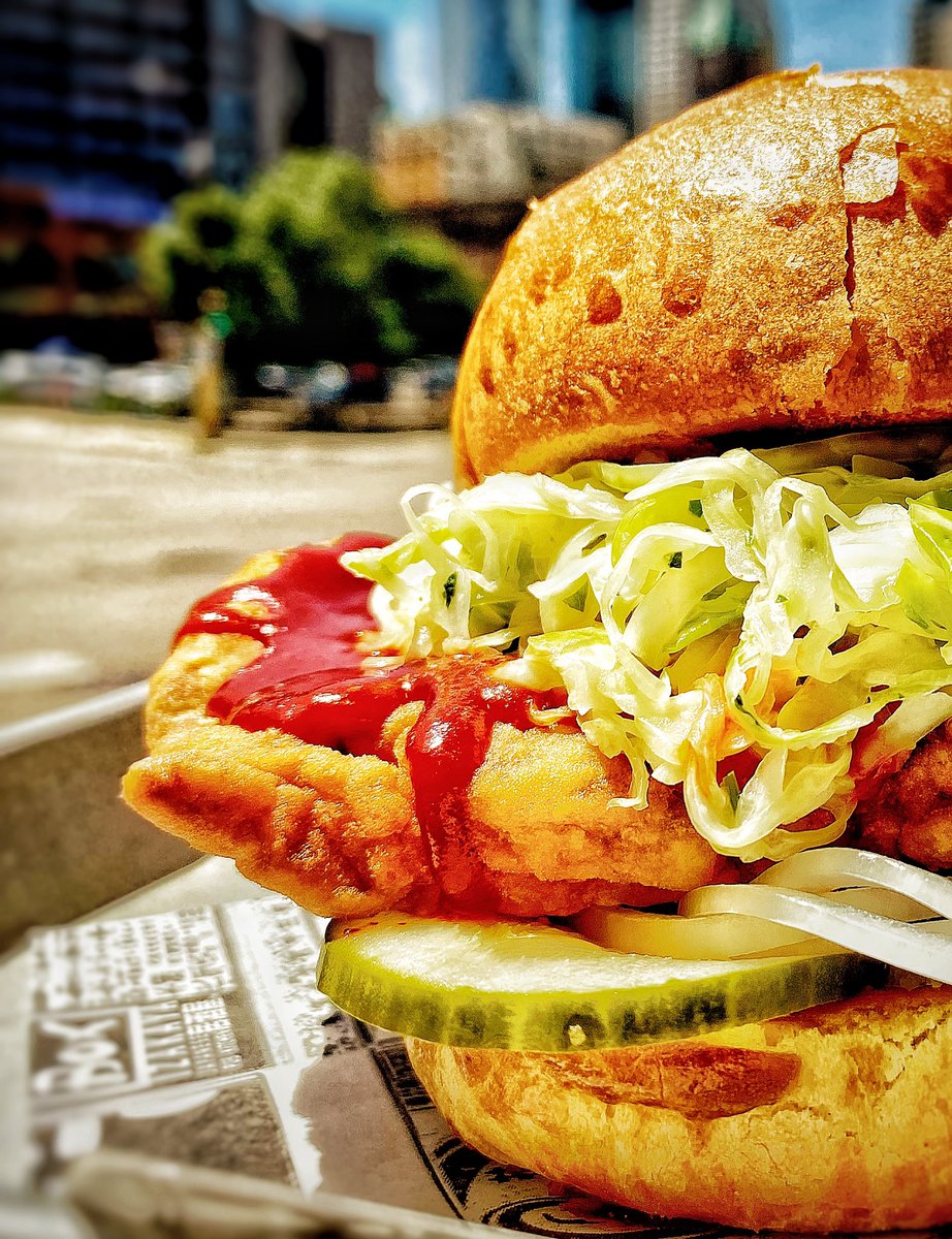 So proud of my kitchen team @AffectionApe &amp; Jacob created this awesome delicious Spicy Karaage Sando with Asian Slaw, Pickled Cukes in a Butter Brioche Bun! C’mon in and try it for yourself!
.
#teamwork #zenbox #zenboxizakaya