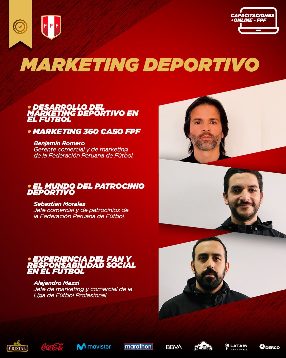 TuFPF's tweet photo. ¡No dejes de aprender! ⚽

Ingresa al mundo del marketing deportivo con los cursos de la #CAPACITACIÓNONLINEFPF dictados por profesionales de gran nivel de la @TuFPF. Inscríbete aquí ▶️ https://t.co/JiP6zNWBLI https://t.co/MCnGweDUr5
