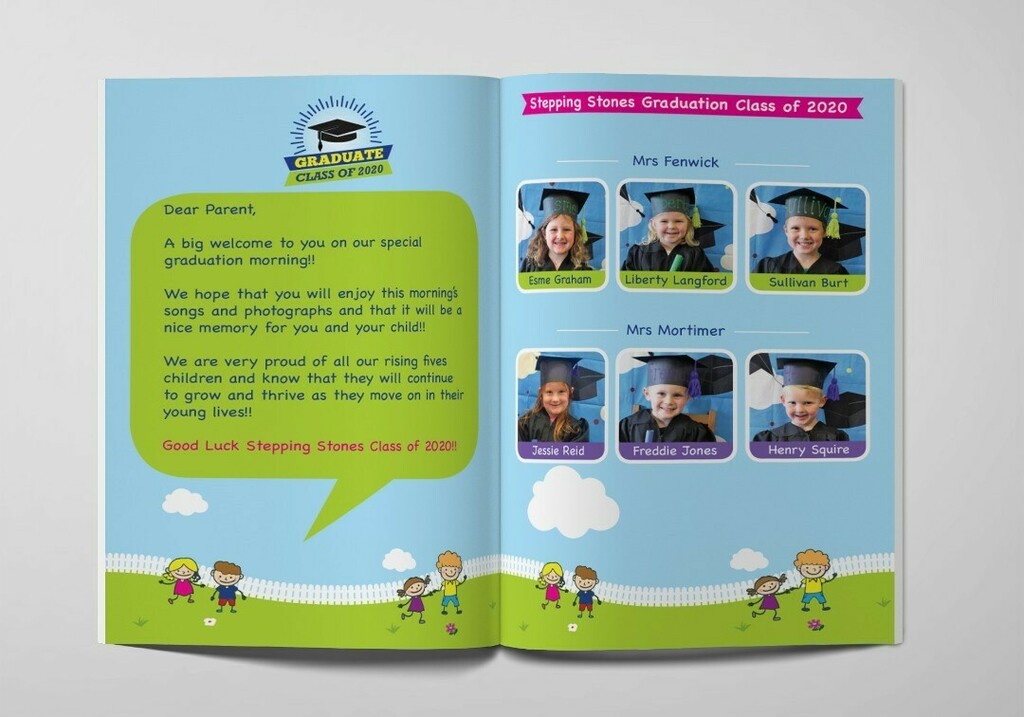 JorvikDesign's tweet photo. It was Stepping Stones Pre-School graduation today, and I'm pleased to have helped with designing the programmes
 https://t.co/d7U5NZNtLm https://t.co/73hptGewOX