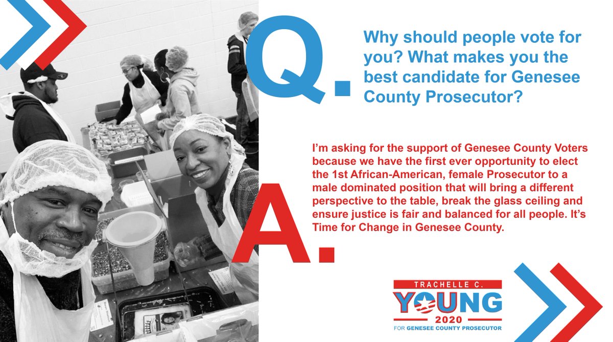 TYforprosecutor's tweet image. Today is Question &amp;amp; Answer Friday with Trachelle C. Young! If you have questions about the Young campaign for Genesee County Prosecutor, comment on this post or visit our website at youngforprosecutor.com.  #YoungForProsecutor