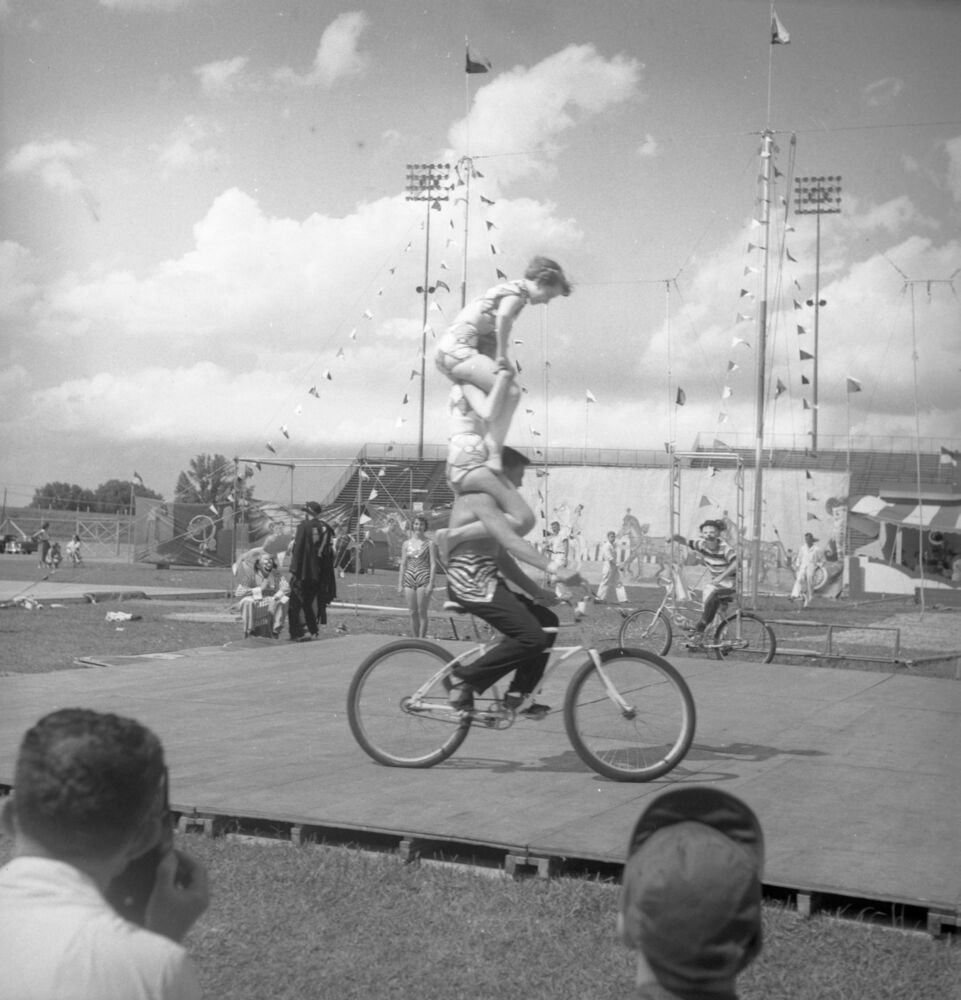 fsugradschool's tweet photo. Not a great example of social distancing, but a perfect example of the excitement at FSU's Flying High Circus !๐ช
#tbt #fsucircus #bikingwithstyle
Photo provided by @FLMemory https://t.co/dclVXur7xT