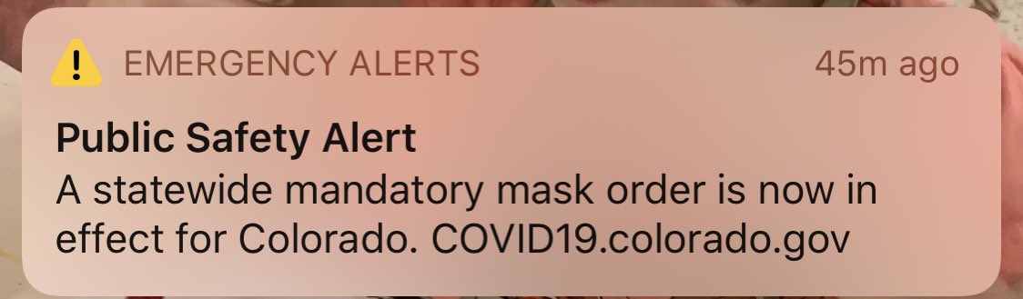 One of the best alerts I’ve ever received #MaskUpColorado 😷