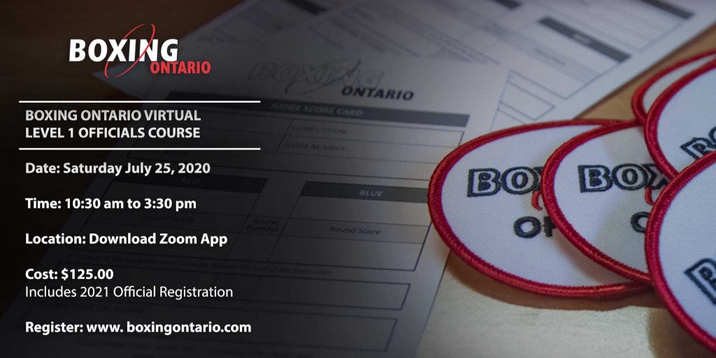 BoxingOntario's tweet photo. Are you interested in becoming a boxing official or looking to get more involved in the sport of boxing? Register for Boxing Ontario’s Level 1 Officials Course on July 25! 
https://t.co/WuOy58I0wy https://t.co/1R6VPuILkk