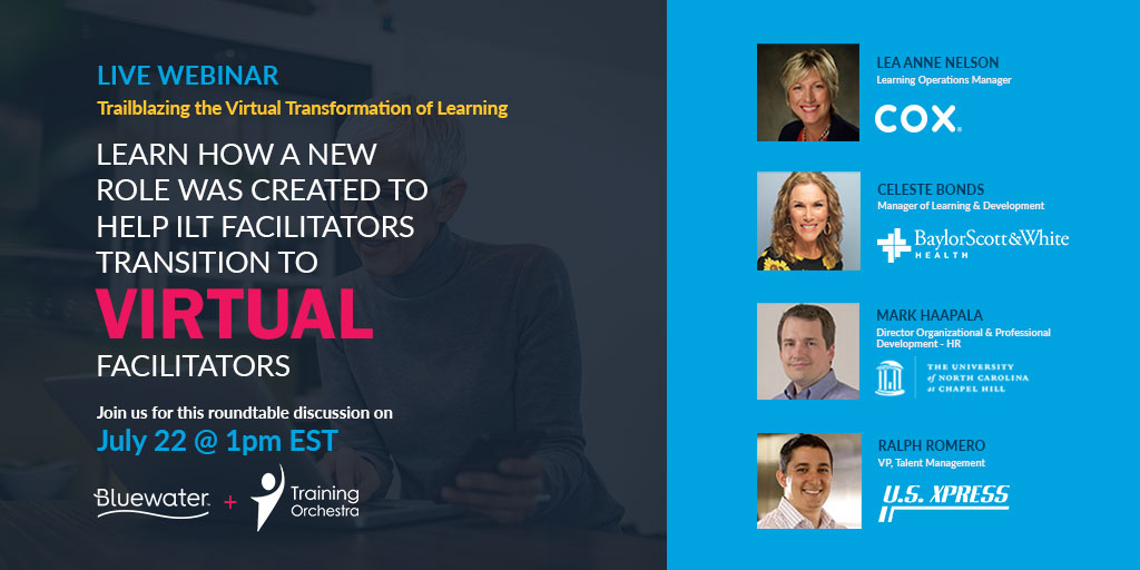 bluewaterlearn's tweet photo. Learn how Lea Anne Nelson at Cox Communications created a new role to help ILT facilitators transition to #virtual facilitators.
#virtualtransformation #learninganddevelopment #contentdevelopment
Join our LIVE L&D Webinar
https://t.co/Xciw1A8n8r https://t.co/QSaKQEpFFQ