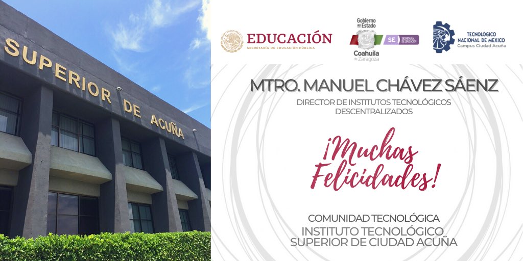 Con motivo de su cumpleaños, nos unimos a las muestras de afecto y felicitaciones para el Mtro. <a href="/machsa74/">Manuel Chávez Sáenz</a> Director de Institutos Tecnológicos Descentralizados, reconocemos las acciones emprendidas en favor del fortalecimiento de la educación superior #SoyTecNM