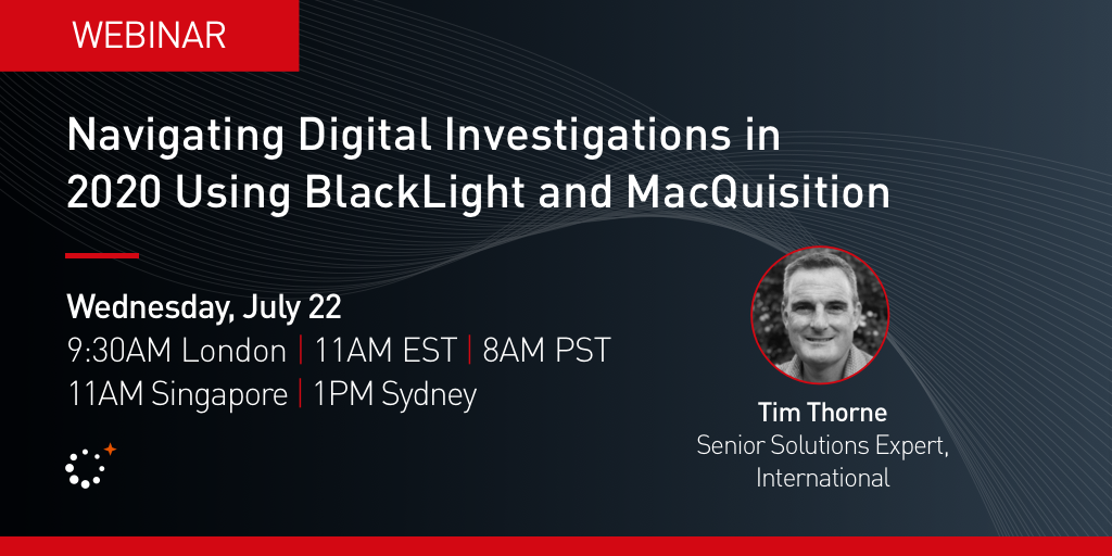 Cellebrite's tweet photo. Join our upcoming webinar to learn more about our #ComputerAccess solutions #BlackLight and #MacQuisition. Hear from our expert Tim Thorne on how to navigate digital investigations in 2020. Click here to register now: https://t.co/HTxC15RbQK https://t.co/kCwFXGZVet