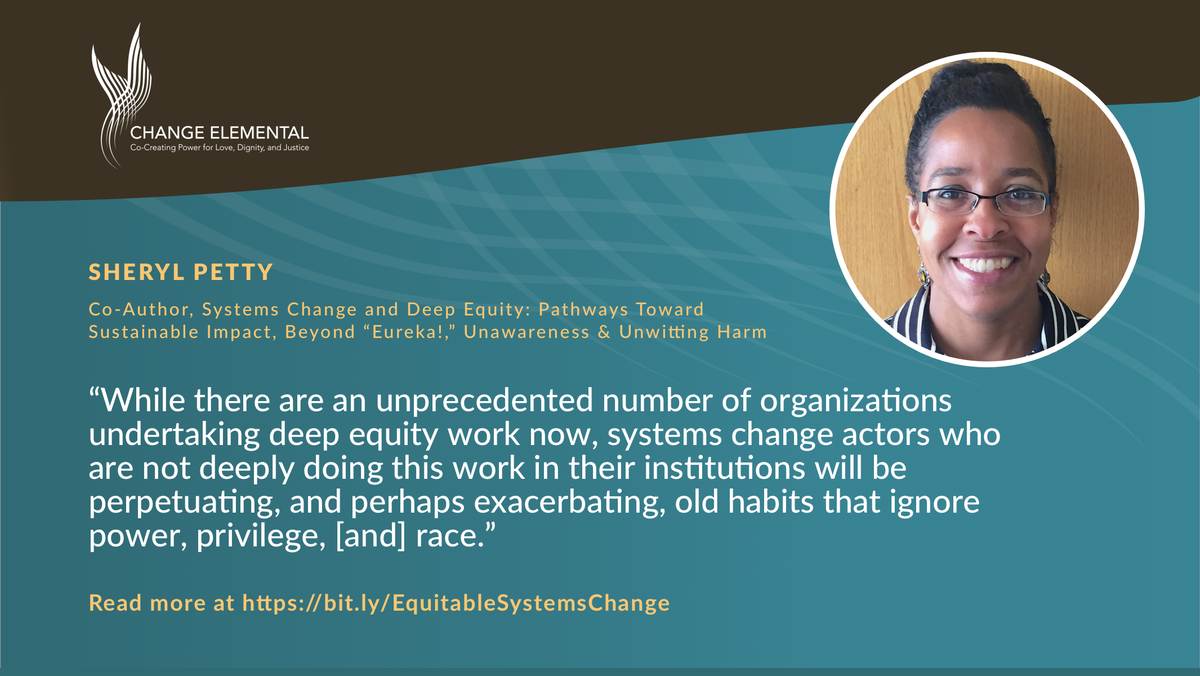 cocreatingpower's tweet photo. We can and must emerge from this moment living our vision of a world of love, dignity, and justice. New monograph on Systems Change &amp; Deep Equity offers pathways toward sustainable impact and beyond unwitting harm→ https://t.co/fGXF2FPspN 
#EquitableSystemsChange #BeyondEureka https://t.co/gz5mWXWfp2