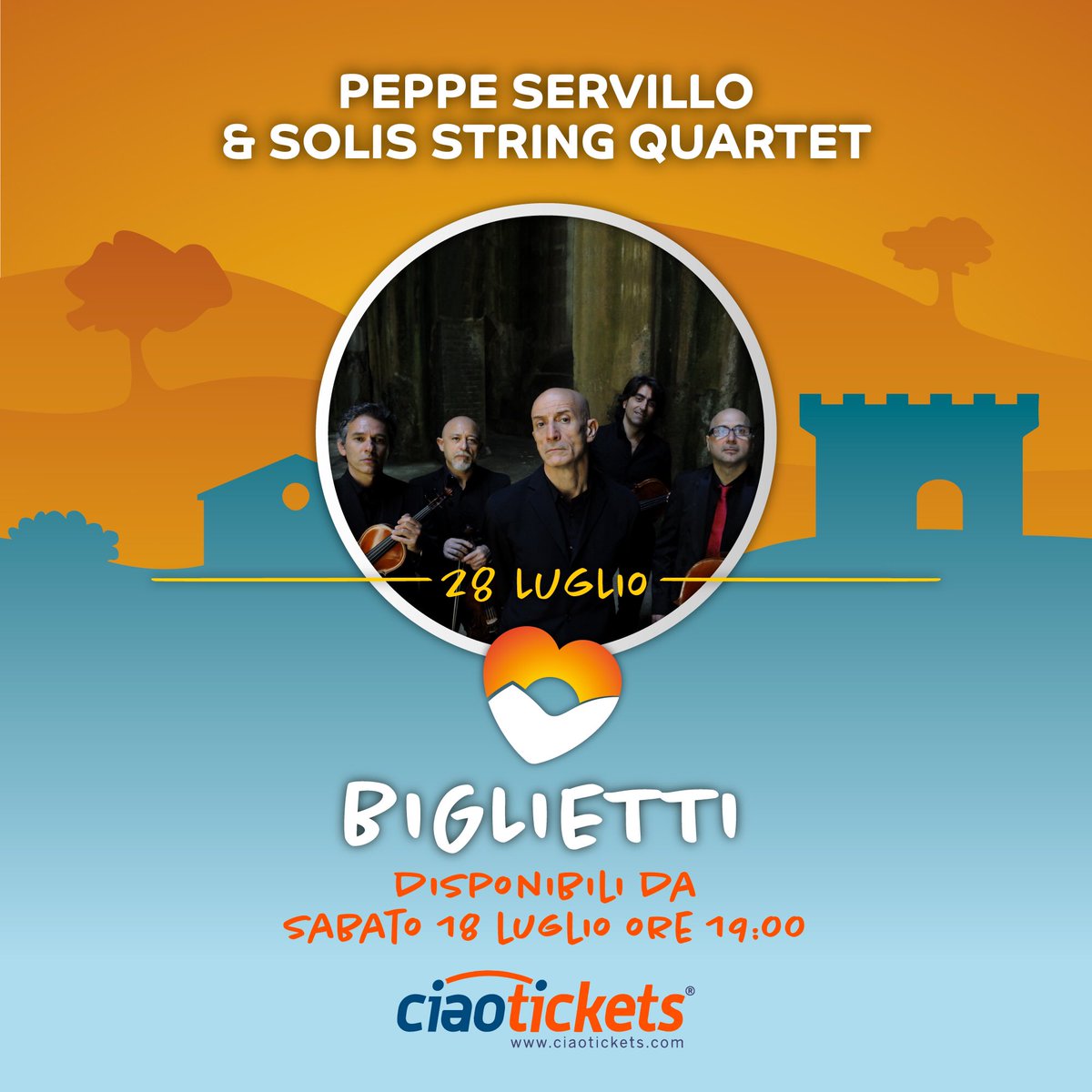 risorgimarche's tweet photo. Sabato 18 luglio ore 19 in vendita i biglietti per:
➡️ 28 Luglio
#PEPPESERVILLO & #SOLISSTRINGQUARTET
➡️ 29 Luglio
#ZIADTRABELSI & #CARTHAGEMOSAIK
➡️ 1 Agosto
#ENZOAVITABILE TRIO
➡️ 2 Agosto
#DENTE
👉 ACQUISTO BIGLIETTI
https://t.co/H6NLbIocbV
#RisorgiMarche https://t.co/Cozb38MQCS
