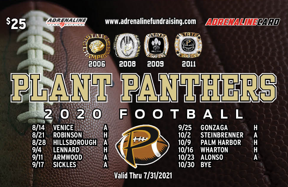 plantpanthersfb's tweet photo. Attention Plant Football Fans: It's time to get your GOLD Cards! For a donation of $25, you'll get an AWESOME custom discount card that includes great YEAR LONG offers in the South Tampa Area. Click to order &amp; ship (an add'l $2.88 will be added for s&amp;h). https://t.co/ITtAUD8FyJ https://t.co/GPc7ye5bC3