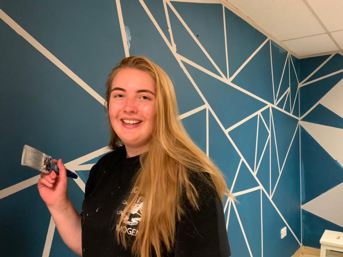 TeamworkTrust's tweet photo. Our canteen &amp; education classroom in #Wellingborough is getting a revamp with stunning geometric patterns - THANK YOU to #volunteer Imogen, and Teamwork's Caroline and Avril too 🙂 https://t.co/lmuyVmGuaG