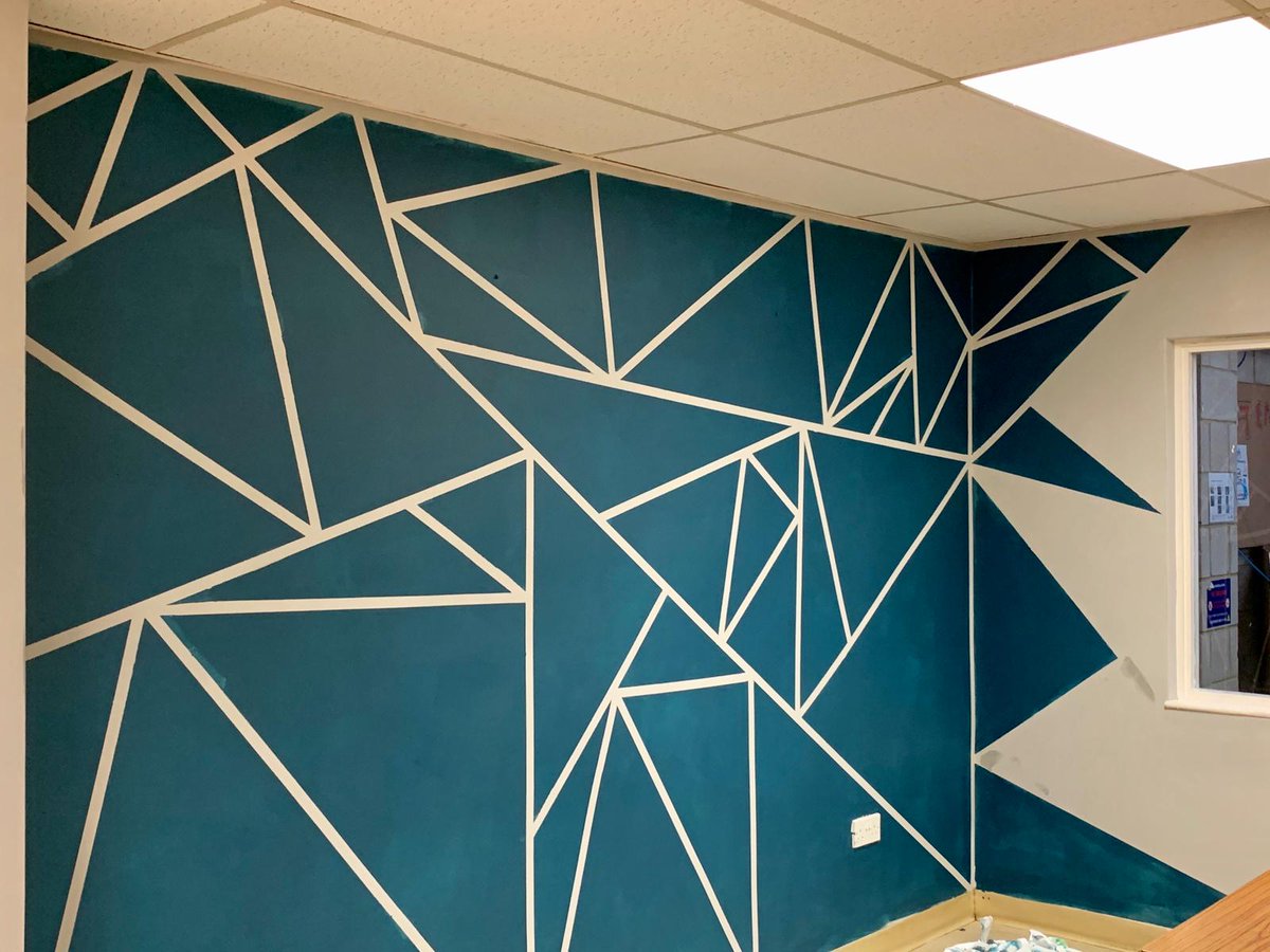 TeamworkTrust's tweet photo. Our canteen &amp; education classroom in #Wellingborough is getting a revamp with stunning geometric patterns - THANK YOU to #volunteer Imogen, and Teamwork's Caroline and Avril too 🙂 https://t.co/lmuyVmGuaG
