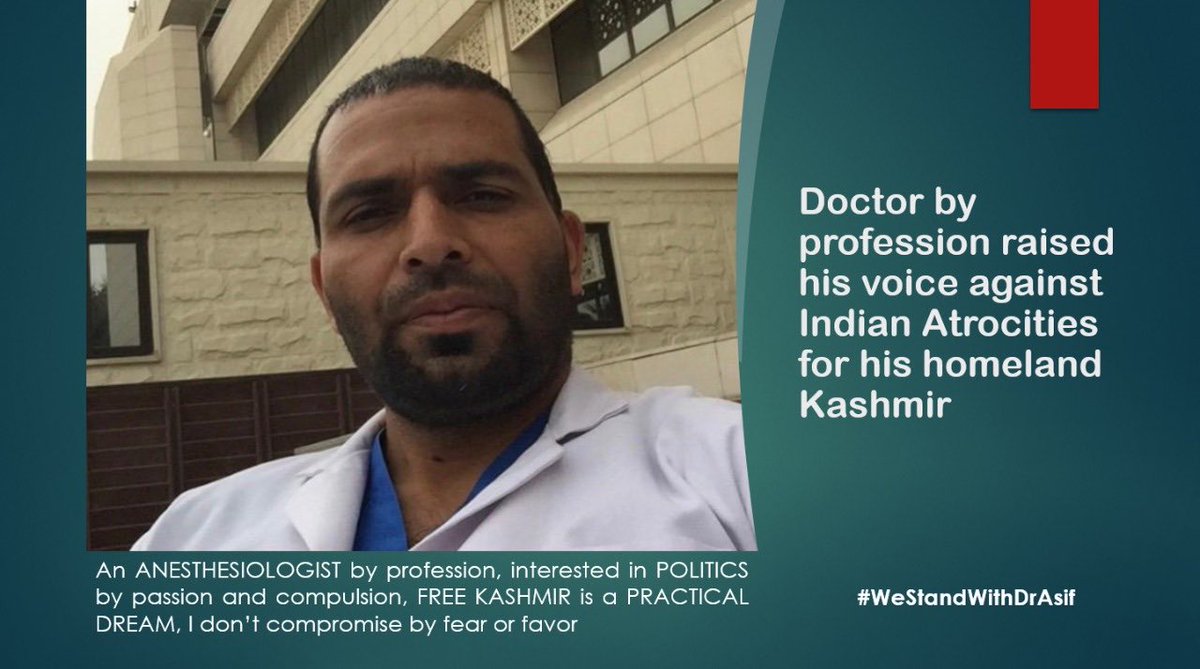 AsaadFakhar's tweet photo. Doctor by profession raise his voice against Indian Atrocities for his homland kashmir.
#WeStandWithDrAsif https://t.co/rcM8jp3BrK