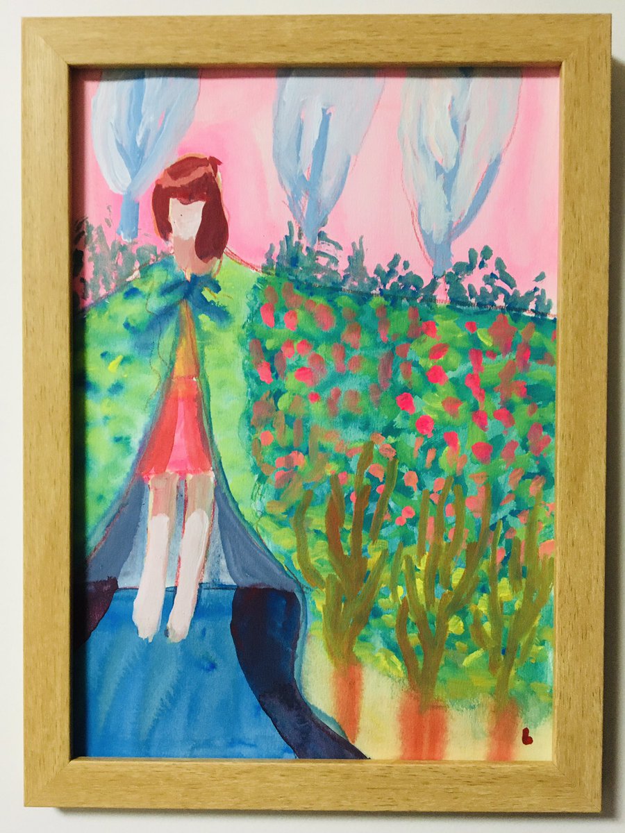 Lioncider 花咲く 茂みの毛布 毛布 Illustration Drawing Blanket Thicket Flower Pink Summer Puton Image Art Colorful Acrylicpaint Picture Painting イラスト アート アクリルガッシュ 絵の具 ドローイング 絵