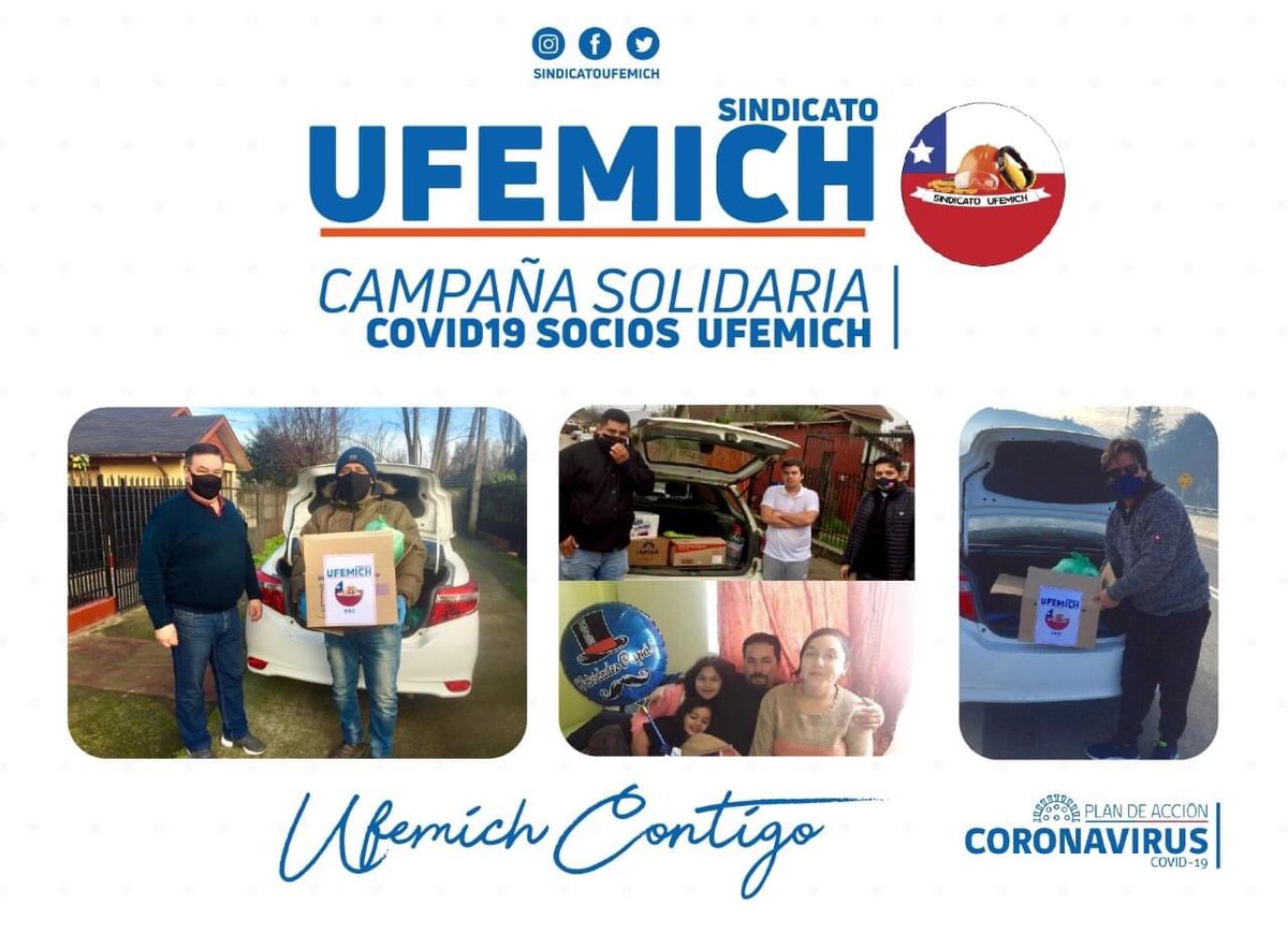 #ufemichcontigo| UFEMICH🇨🇱Tiempos difíciles, tiempos de ayuda 
🤝Víctor parra:op. Camión pluma Abengoa chile  
🤝Daniel Hernández: Rigger 
Abengoa chile 
🤝Juan Carlos Rivas : MM estructura
Besalco MD montaje.
Entregamos canastas, compartimos momentos
 #ufemichcontigo