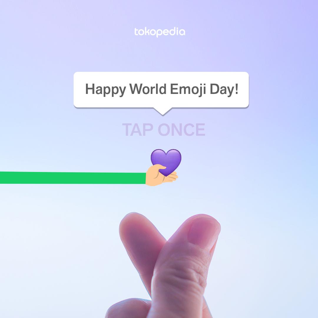 tokopedia's tweet photo. Happy World Emoji Day! 💜💚

Tulis 3 emoji yang paling sering kamu pakai?!!!
#worldemojiday https://t.co/jr7OKnHPfx