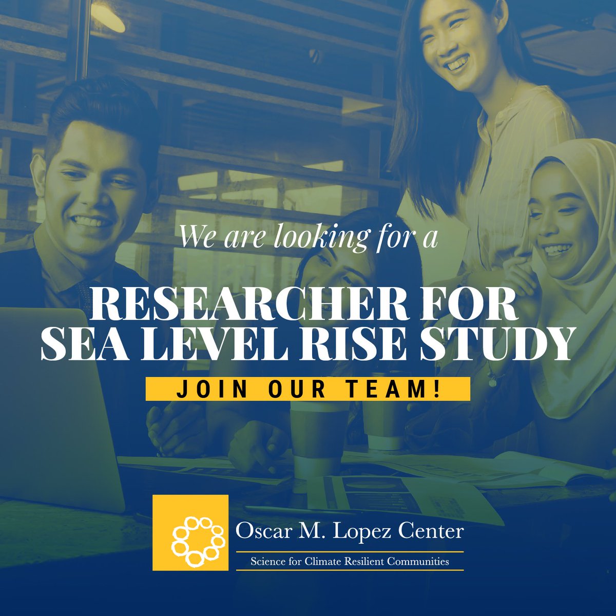 OMLopezCenter's tweet photo. We are looking for a #researcher who will assist in the development and implementation of a #collaborativestudy on #sealevelrise and its #impacts in the #Philippines. See full job description and link to application form here: https://t.co/lk3TggDce8
#climateimpact https://t.co/eVOeS534mj