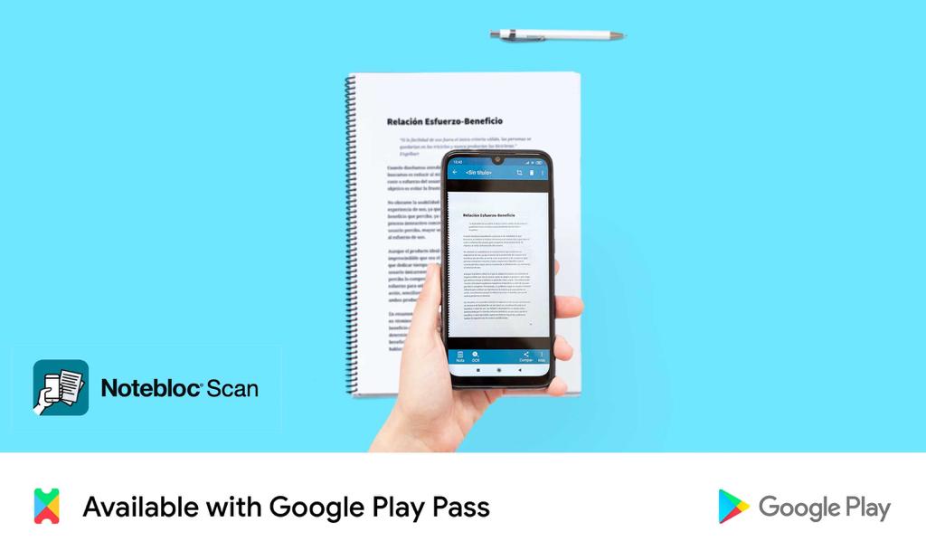 Notebloc's tweet photo. Notebloc está disponible desde hoy en Google Play Pass de Australia, Canadá, Francia, Alemania, Irlanda, Italia, Nueva Zelanda, España y el Reino Unido. Disfruta sin anuncios ni compras en la aplicación con tu suscripción.🎉 🎉🎉 @GooglePlay #PlayPass #Notebloc https://t.co/lbIw939Guw