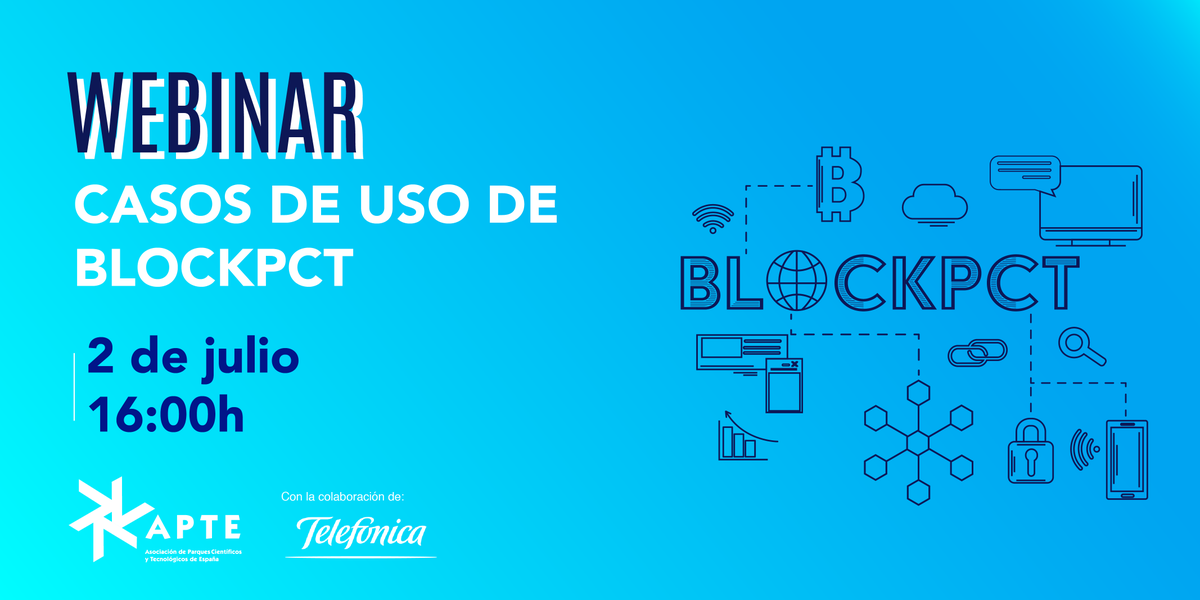 APTE_es's tweet photo. Aprovecha la oportunidad para ver el webinar sobre #BLOCKPCT, la Red Privada e Independiente de #blockchain que han puesto en funcionamiento las empresas de los parques científicos y tecnológicos españoles.
➡️Entra en #APTEFORMA
👉https://t.co/lZJ6vu11P9
#LosParquesAportan https://t.co/mHUNVyjg2A