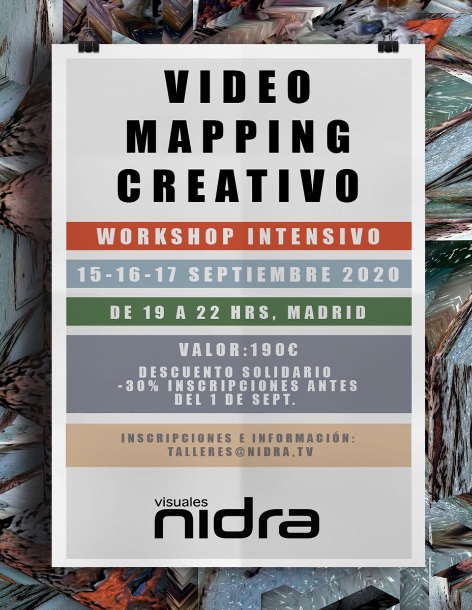 visualesnidra's tweet photo. Oferta especial año 2020 "Curso de Video Mapping" en Madrid 🤖👩‍💻💥🎮👾🛰️💡📽️
#videomapping #cursosmadrid #visualesnidra #vj https://t.co/oQfxkwTbxR