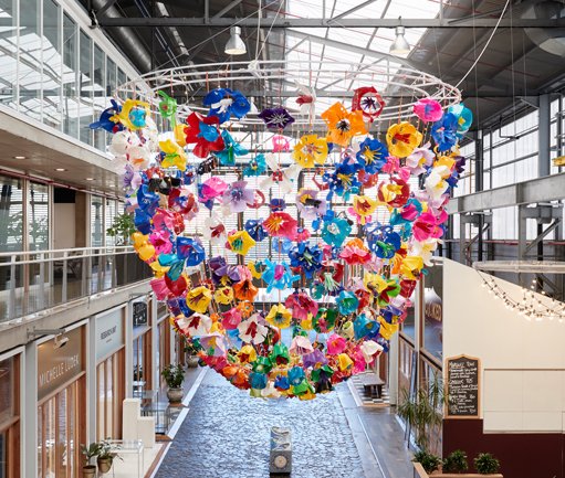 twygMAG's tweet photo. Different colour #plastic bottles are some of @ourworkshopct's favourite materials  to experiement with. You will have seen the Christmas chandelier hanging at @VandAWaterfront Watershed: https://t.co/wf5ATinNmn