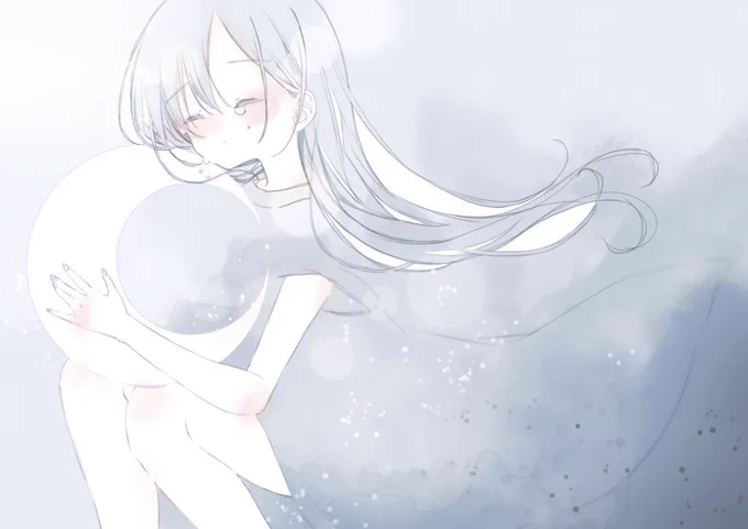 #女の子のイラストだけで興味を持ってくれる方へ届け
淡い青と、女の子 