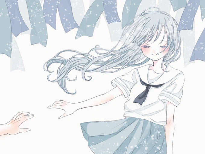 #女の子のイラストだけで興味を持ってくれる方へ届け
淡い青と、女の子 
