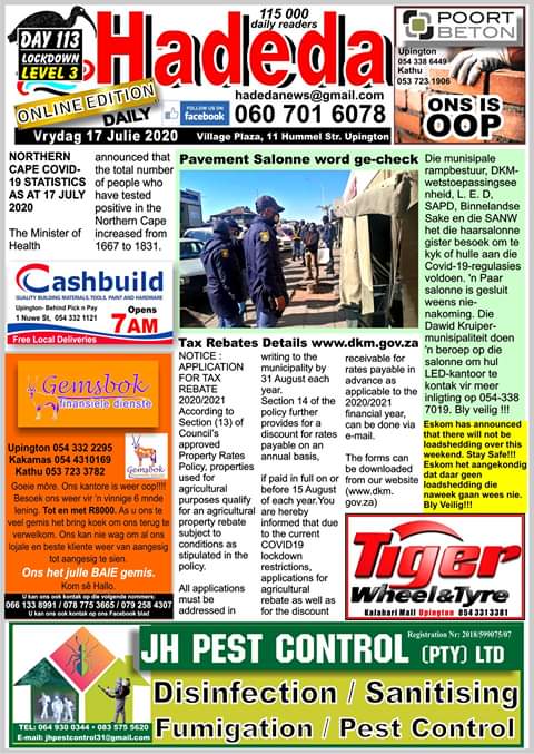 HadedaNews's tweet photo. We've moved totally online during Lockdown. Check out our latest issue on our Facebook page!  https://t.co/QB4tbPeBFT #news #upington #southafrica https://t.co/4AOWav50Wr
