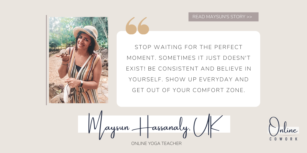onlinecowork's tweet photo. Maysun, an Online #yoga Teacher from the UK, shares her story with us of how she created her online business in the middle of the #COVID19 pandemic! Read it on our Facebook Page - Humans of Online CoWork 😍https://t.co/jrmAC3iVmU #onlineyogateacher #FemaleFounders #women #startup https://t.co/TRHyAIVQh6