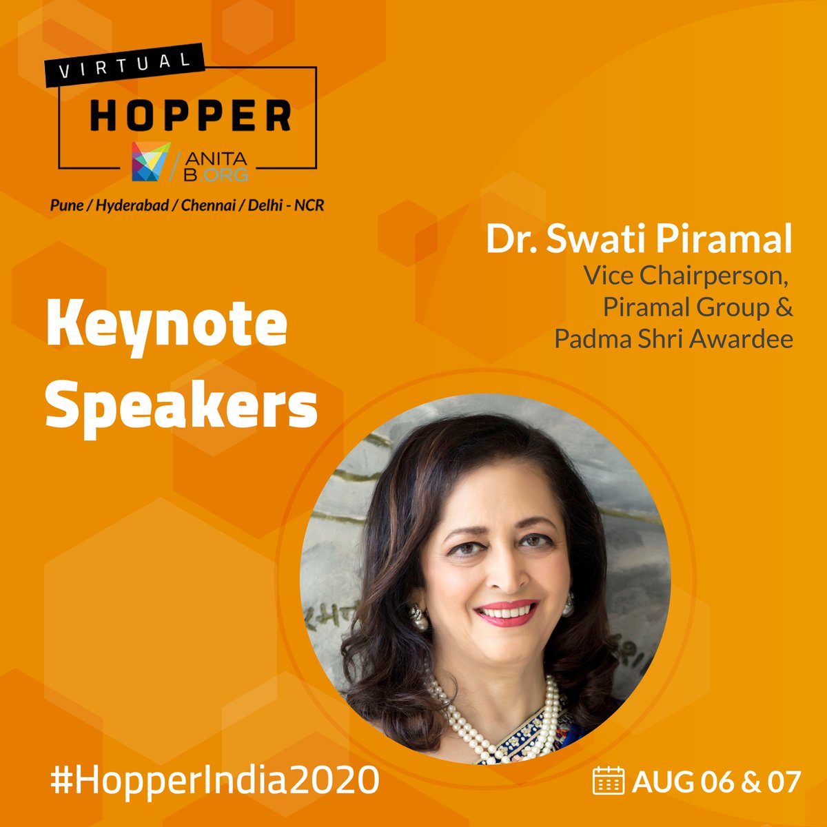 AnitaBorg_India's tweet photo. Introducing our keynote speakers for #HopperIndia2020! 

@swatipiramal, VC, Piramal Group is a Padma Shri awardee for her innovations. @pradnyak is the VP, Engineering at Swiggy &amp; a Google Founders’ award winner.

Register at https://t.co/g7Ms2cFPUh 

#AnitaBorgIndia https://t.co/fmqhhf9Cfp